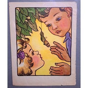 Vintage 1943 Children's Book Illustration By Emmy Lou